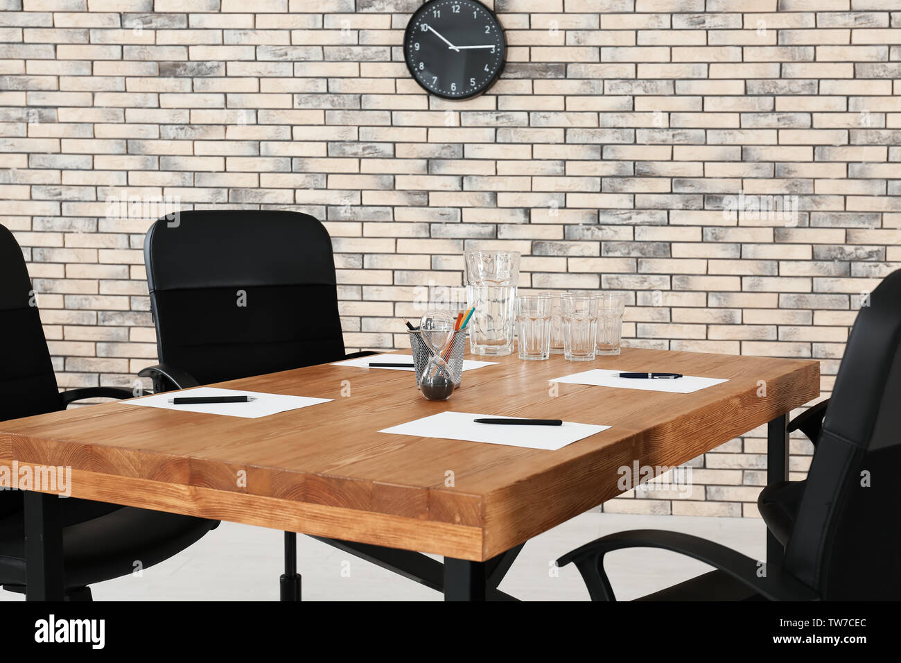 Big table with chairs in modern room Stock Photo