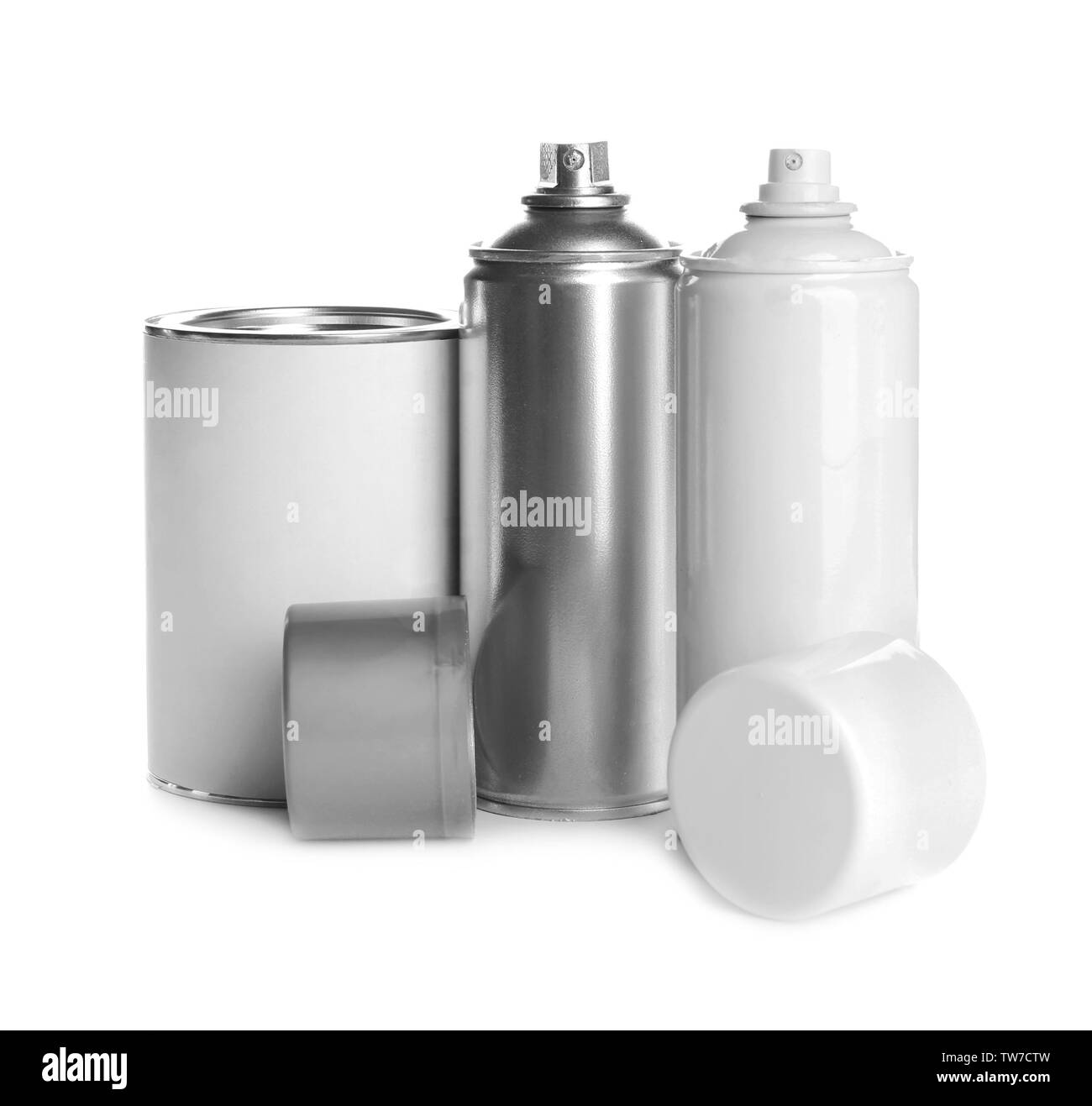 Different paint cans, isolated on white Stock Photo Alamy