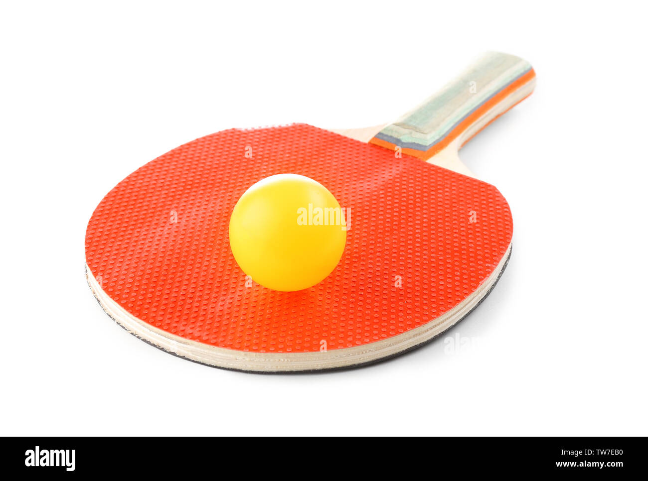 Ping pong racket and ball, isolated on white Stock Photo Alamy