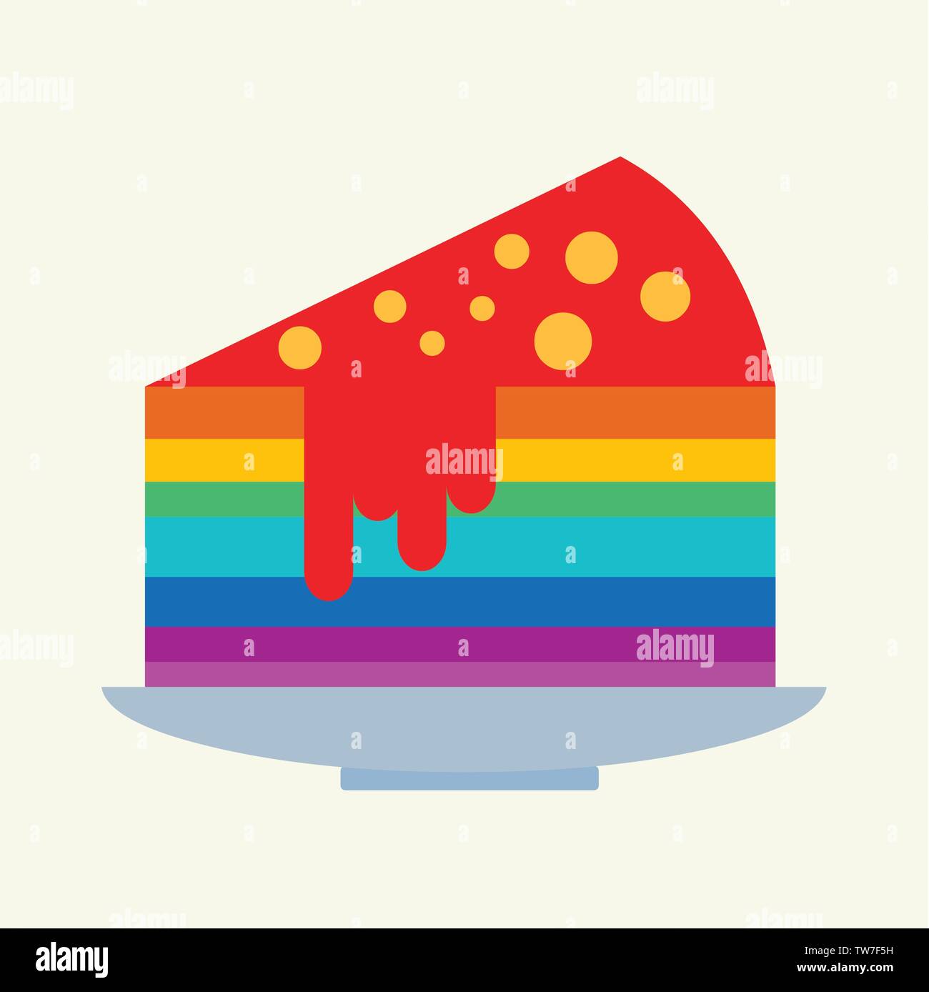 slice of rainbow cake vector illustration Stock Vector