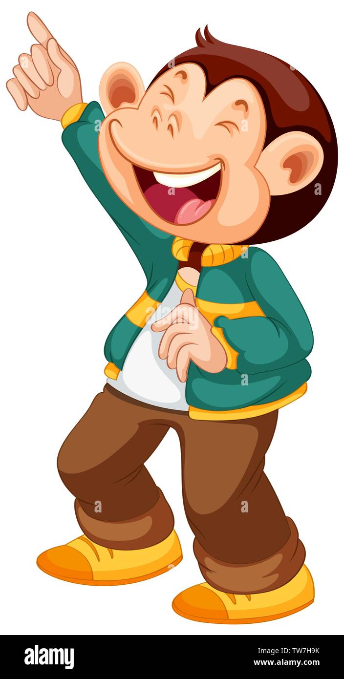 A happy monkey cartoon character illustration Stock Vector
