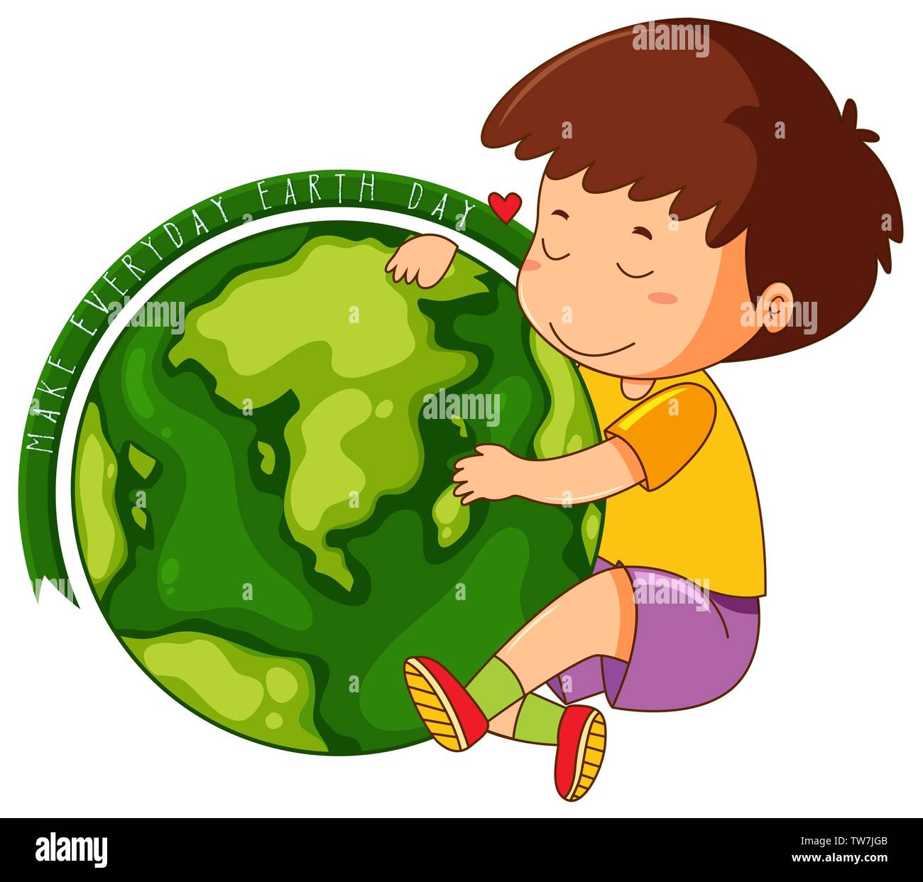 Happy boy with earth icon illustration Stock Vector Image & Art - Alamy