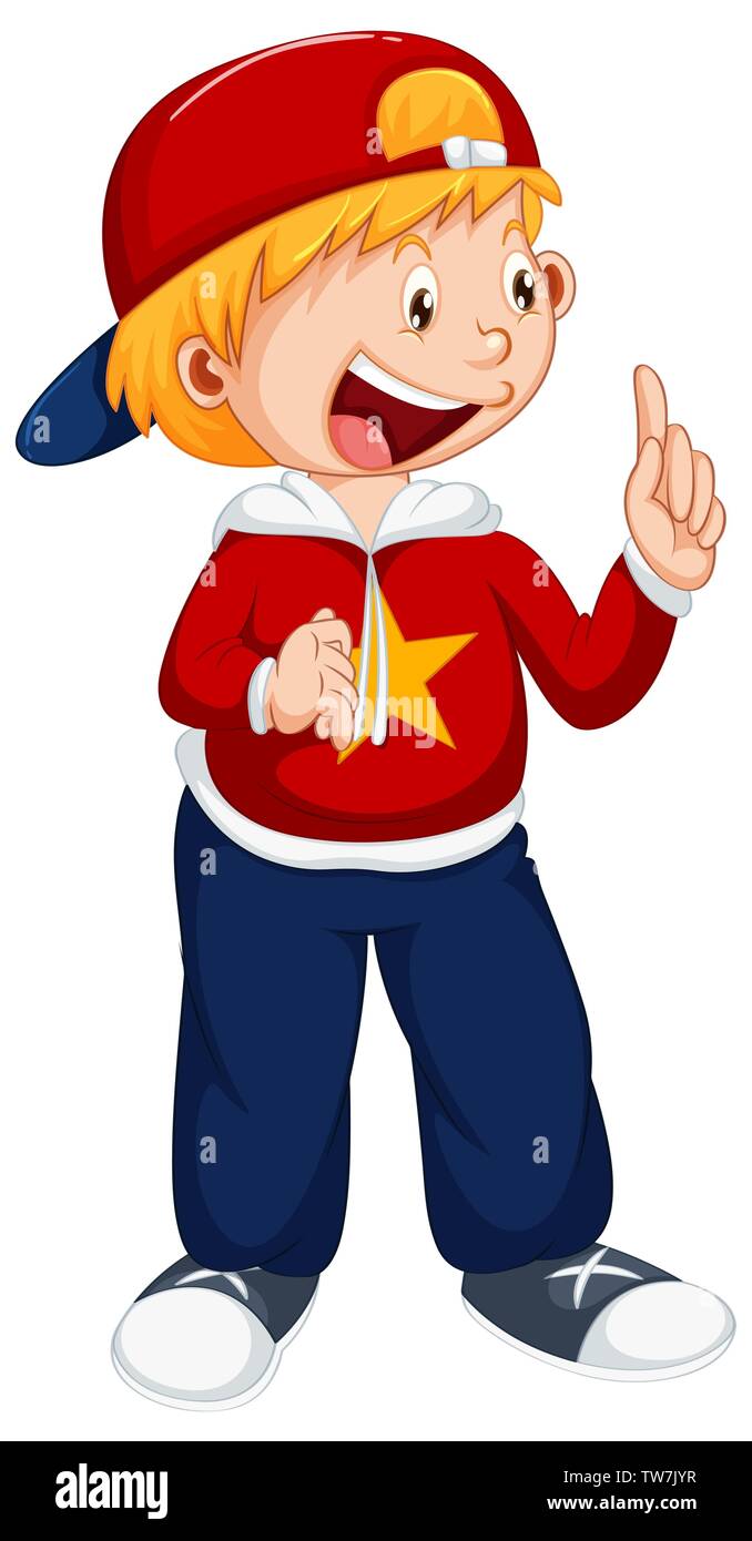 Happy boy character on white background illustration Stock Vector Image ...