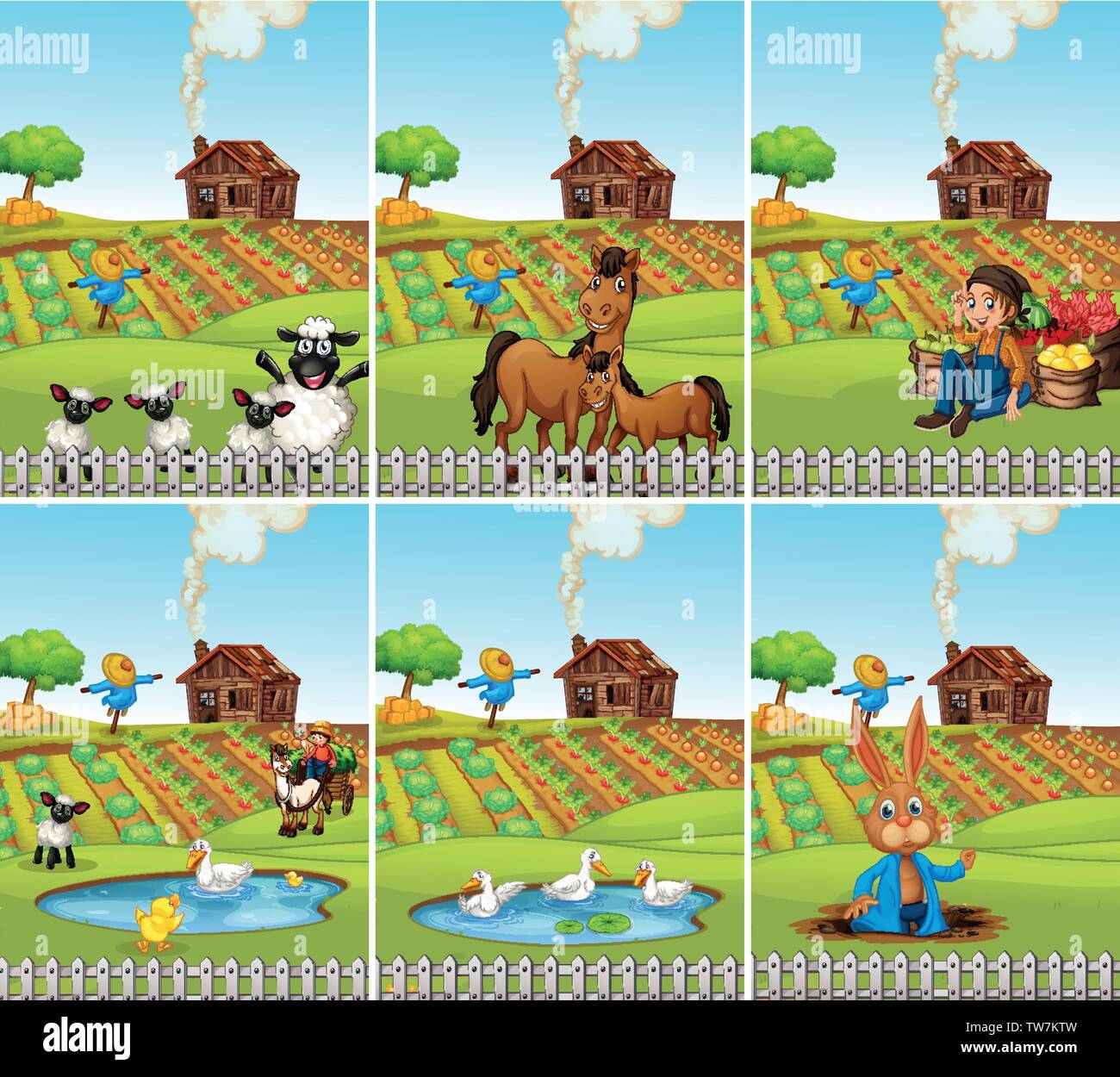 Set of farmland scene illustration Stock Vector Image & Art - Alamy