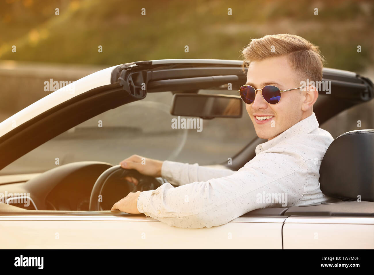 Man driving modern car hi-res stock photography and images - Alamy