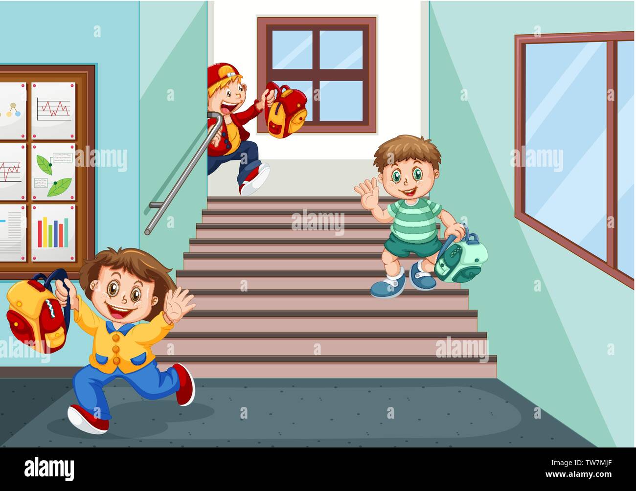 Student goinf home after school illustration Stock Vector