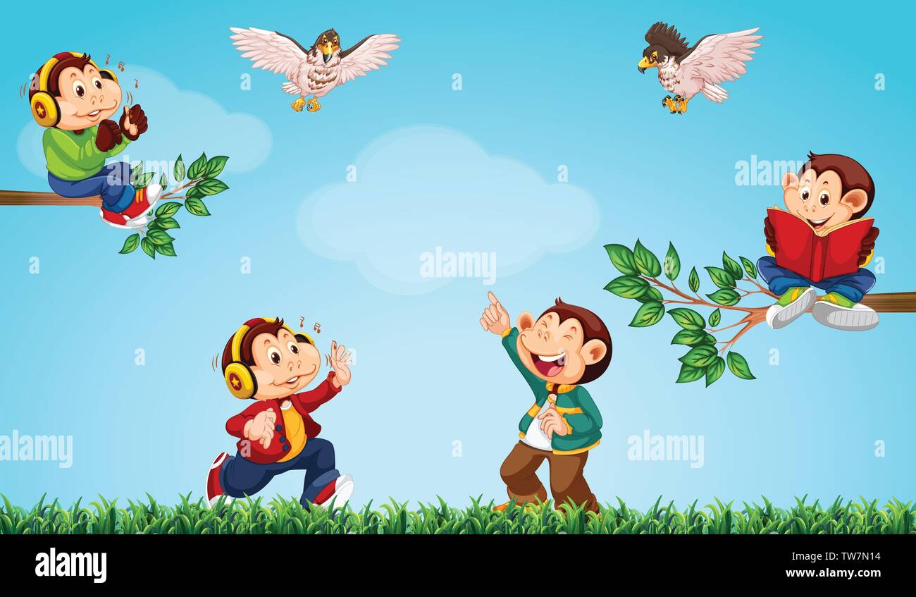 Monkey in the nature illustration Stock Vector Image & Art - Alamy