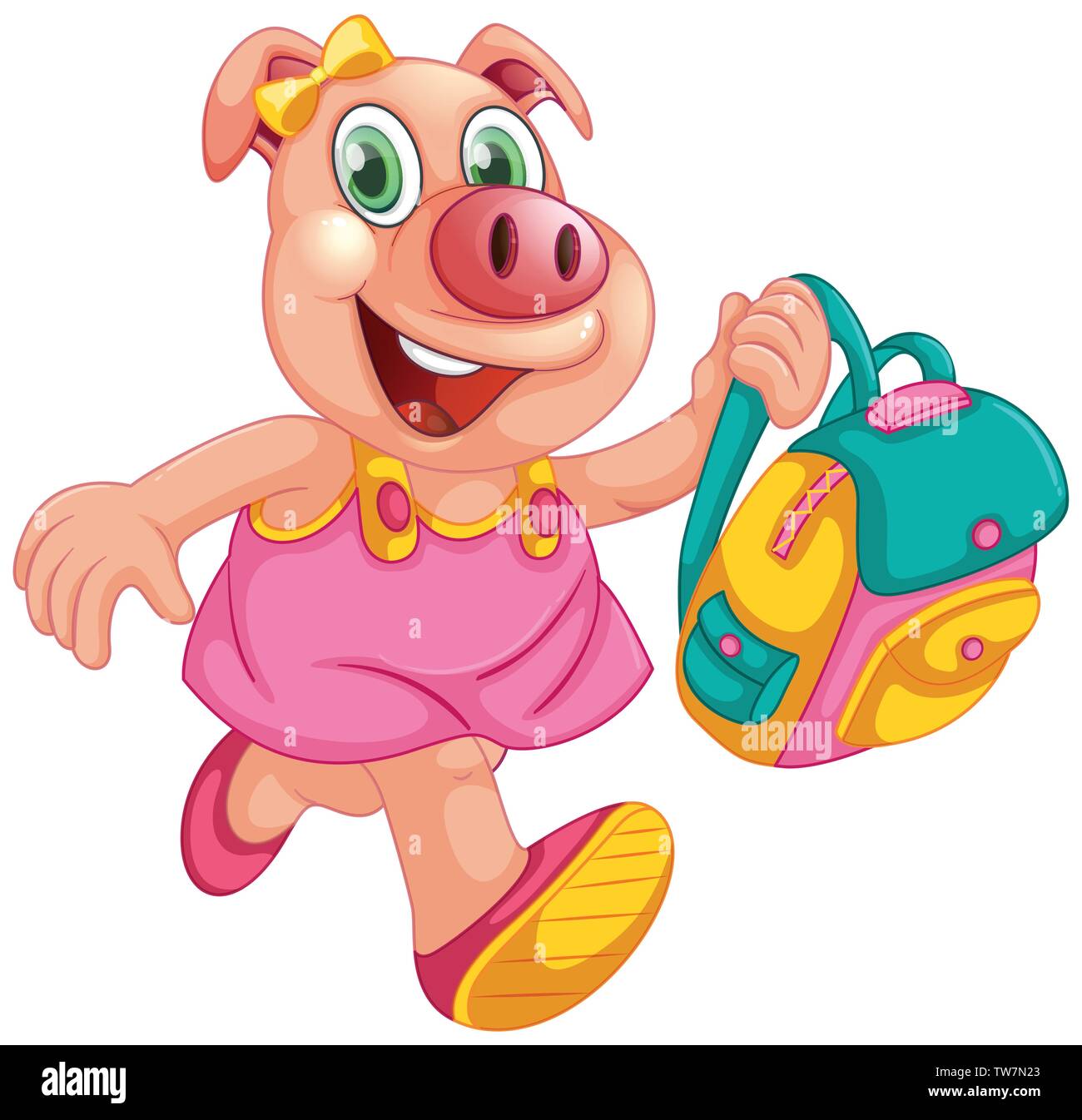 A pig student character illustration Stock Vector