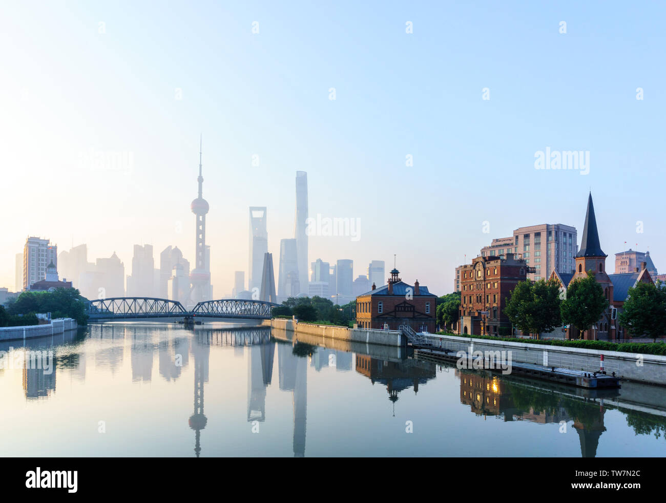 landmarks and a bridge of shanghai on the shore Stock Photo - Alamy