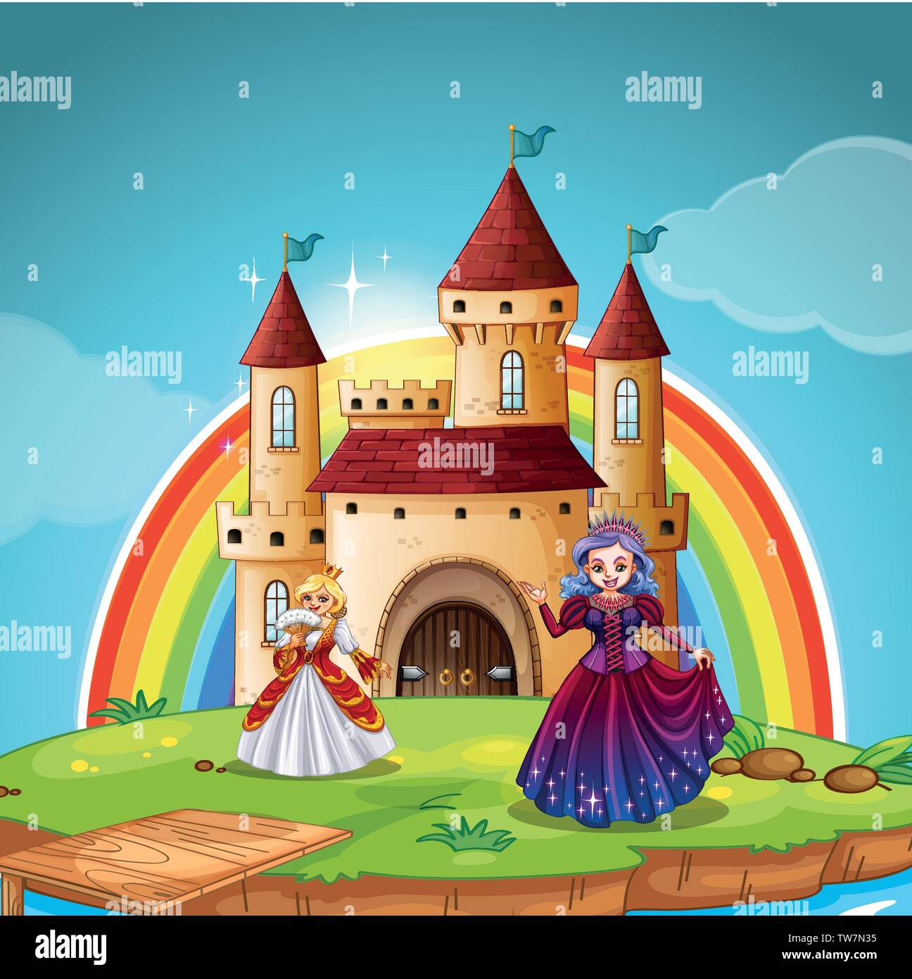 Princess and queen at the castle illustration Stock Vector Image & Art ...