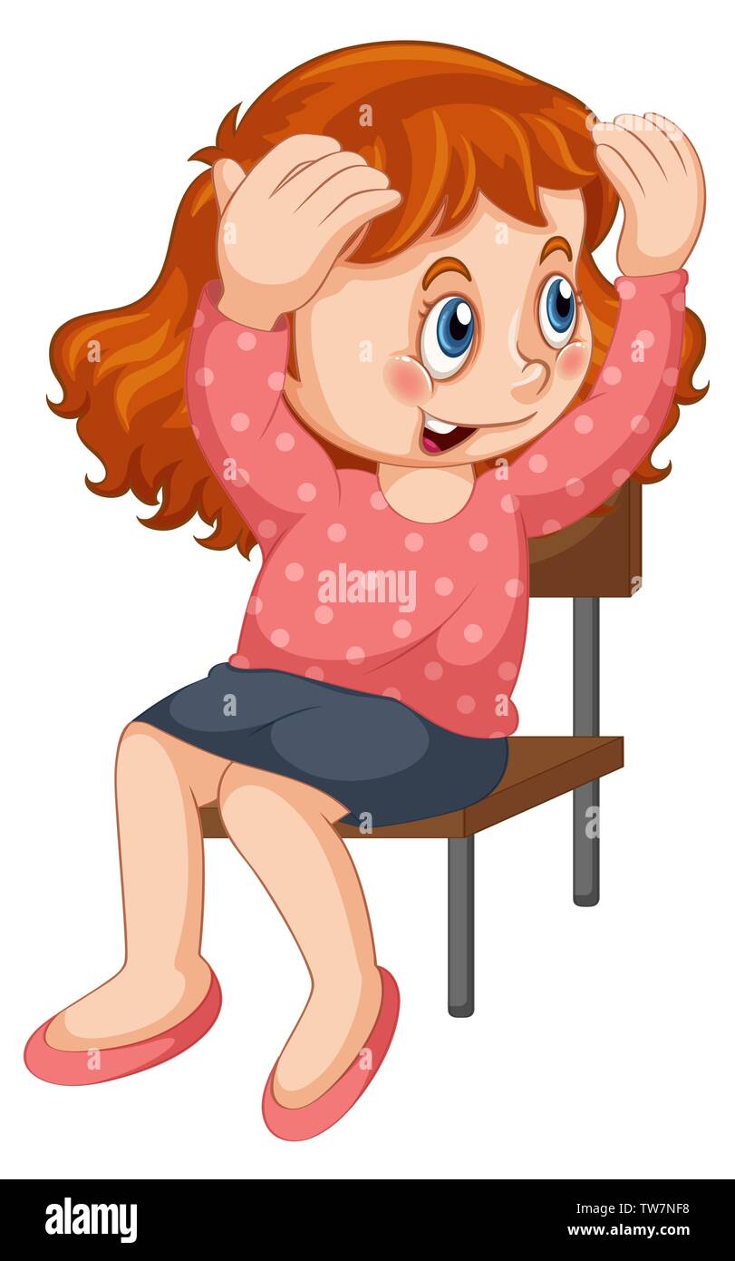 A girl sitting on a chair illustration Stock Vector