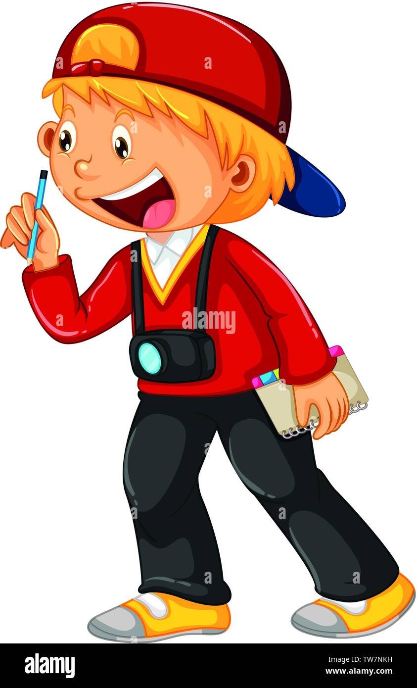 A cute boy character illustration Stock Vector