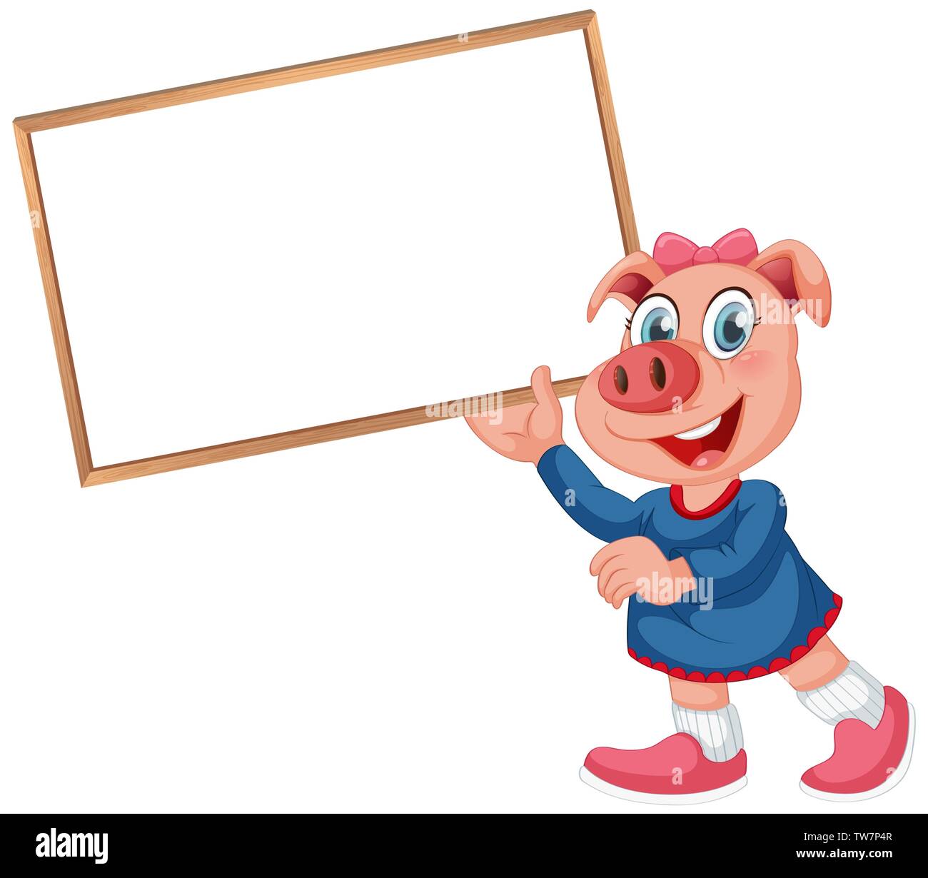 A pig with blank banner illustration Stock Vector