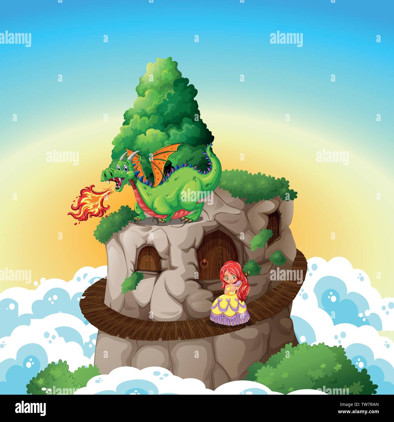 Princess at the castle illustration Stock Vector Image & Art - Alamy