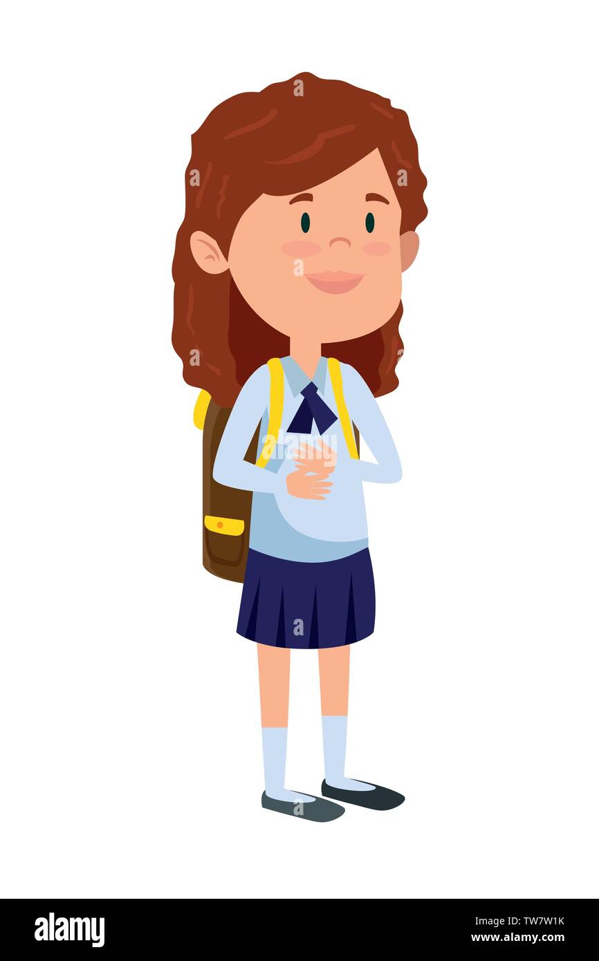 happy student girl with school bag Stock Vector Image & Art - Alamy
