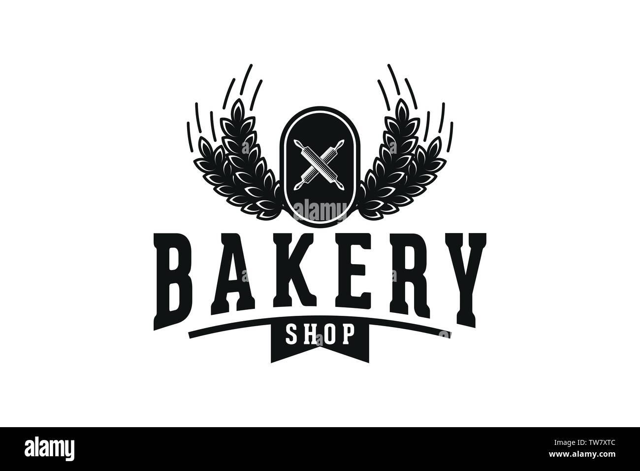 crossed rolling pin and wheat, vintage bakery logo Designs Inspiration ...