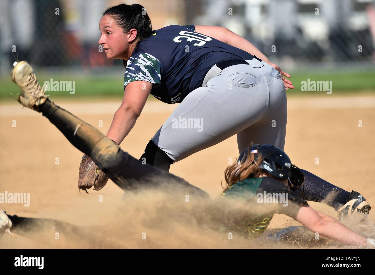 Girl head first slide hires stock photography and images Alamy