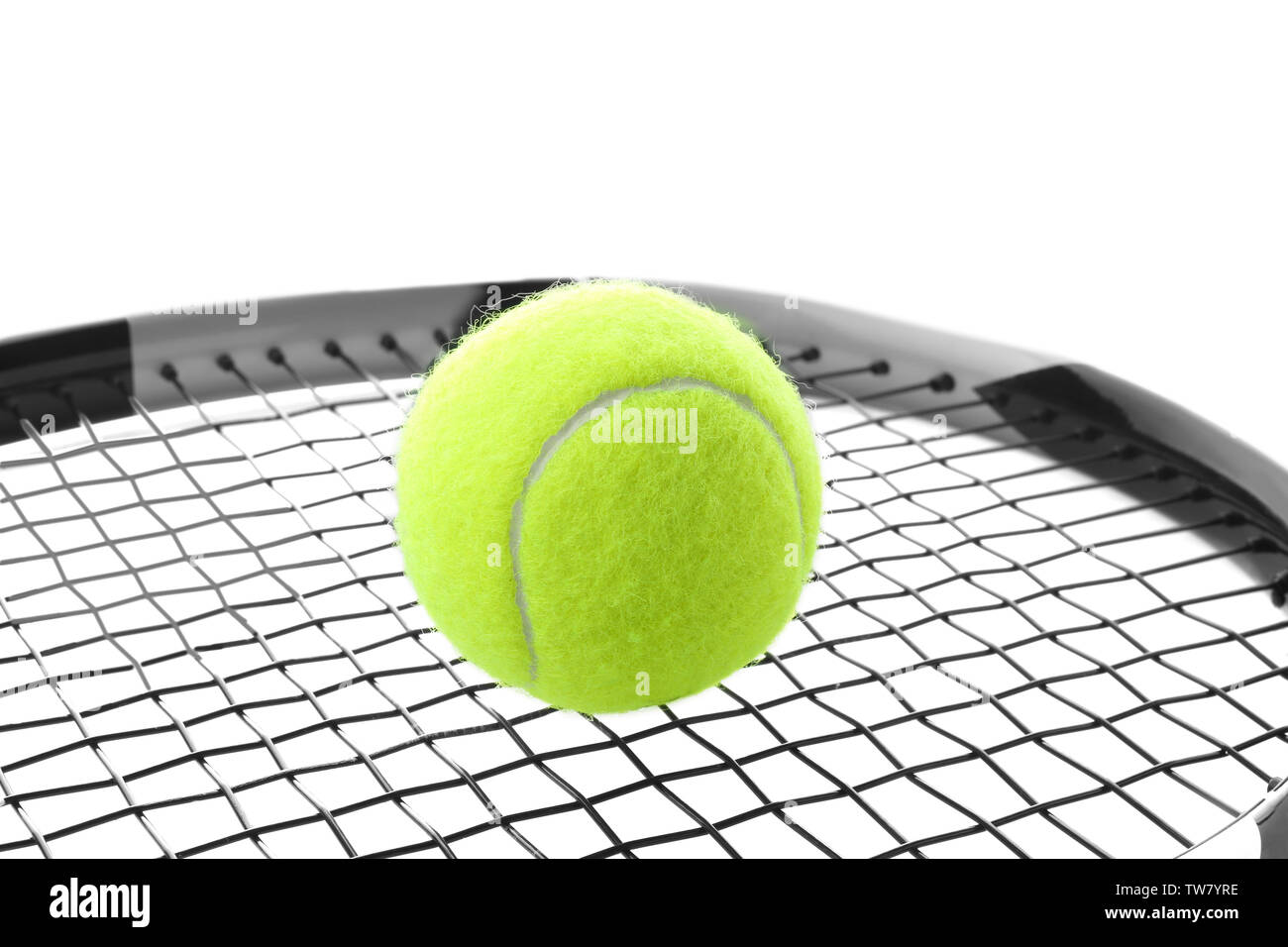 Tennis racket and ball on white background, closeup Stock Photo - Alamy