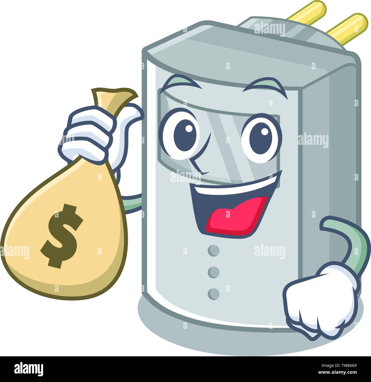With money bag motion sensor attached to cartoon wall Stock Vector