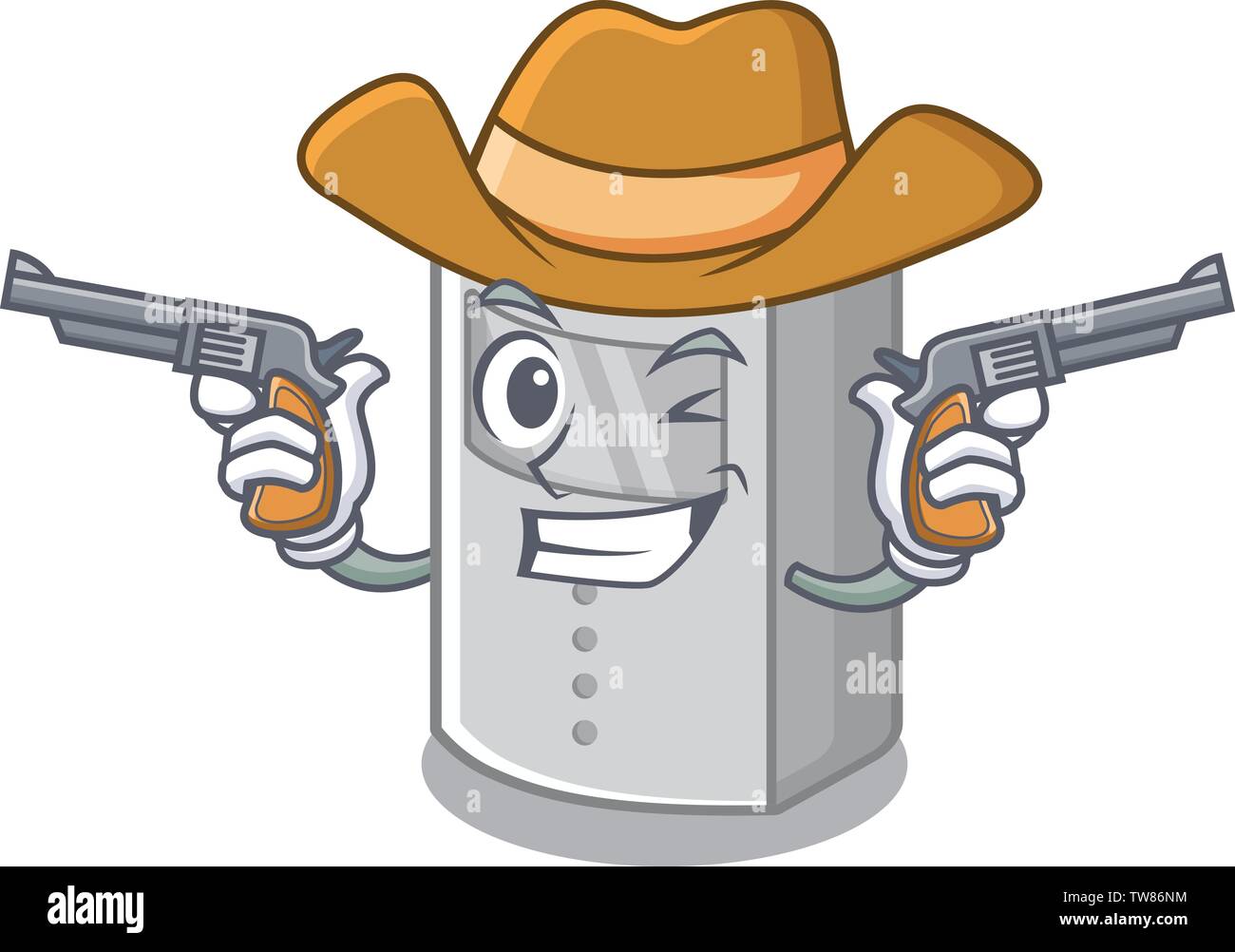 Cowboy motion sensor attached to cartoon wall Stock Vector