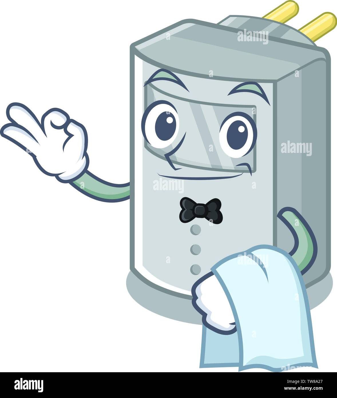 Waiter motion sensor isolated with the mascot Stock Vector