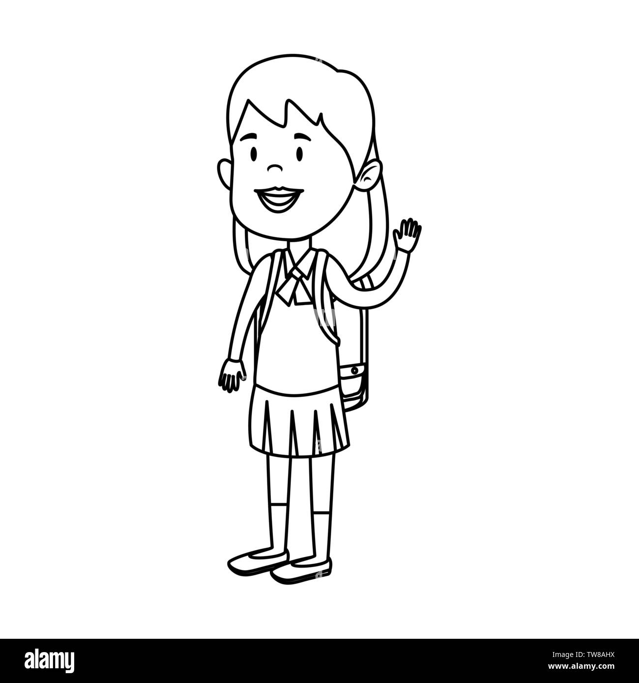 happy student girl with school bag Stock Vector Image & Art - Alamy