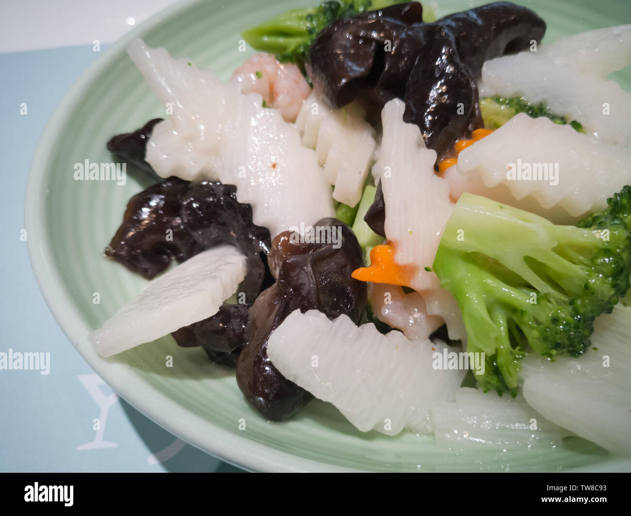 Broccoli fried yam fungus Stock Photo Alamy
