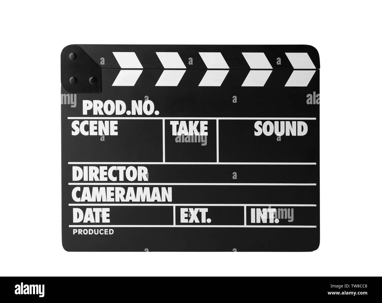 Clapperboard on white background Stock Photo