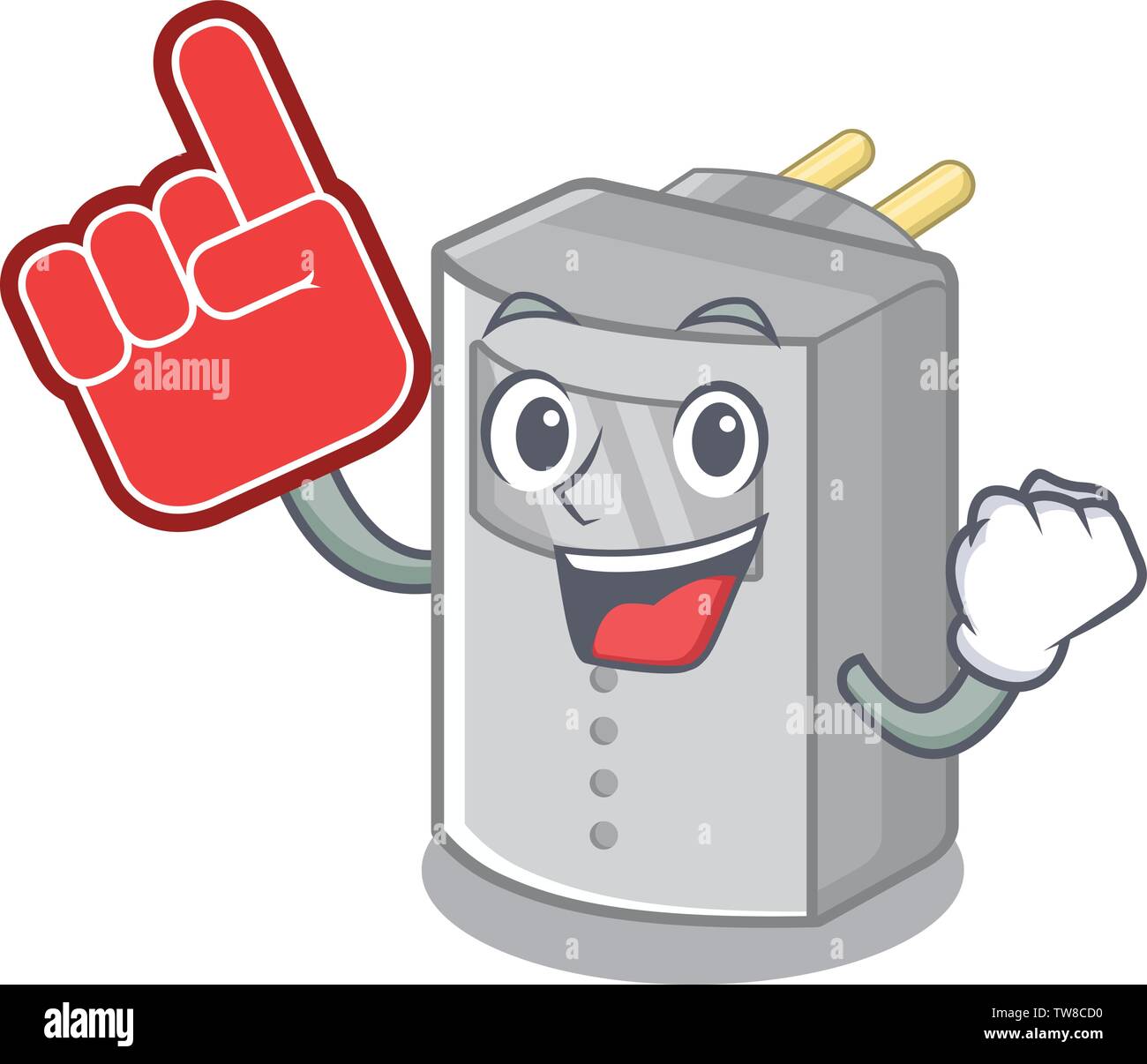 Foam finger motion sensor placed above character table Stock Vector