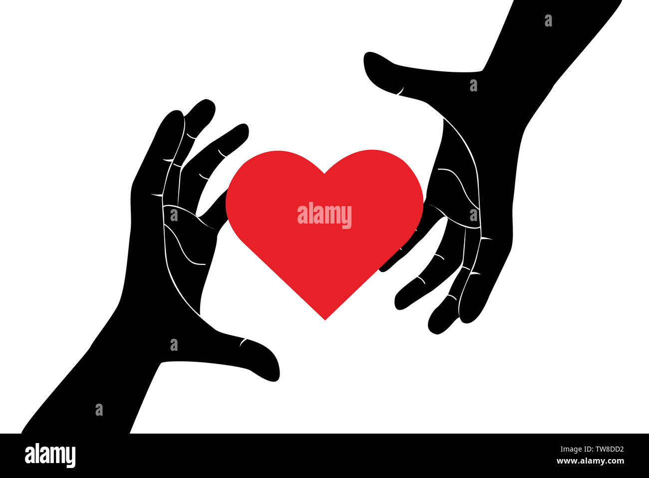 hands holding red heart of love Stock Photo
