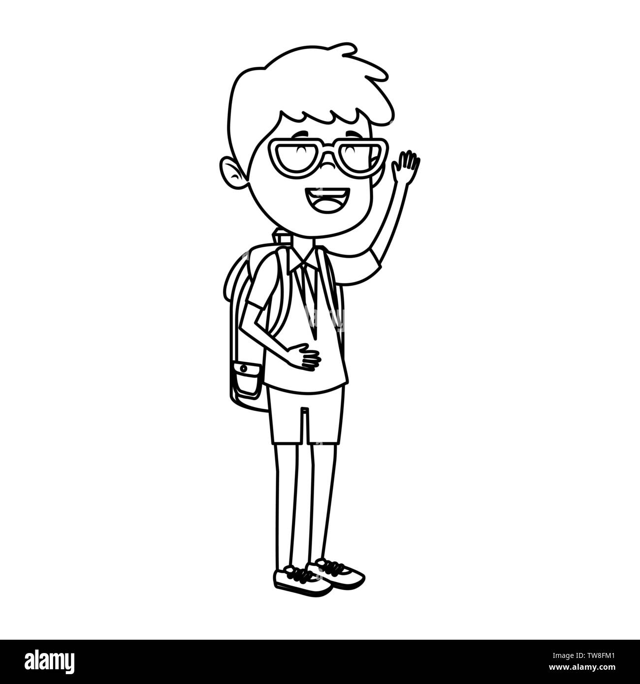 happy student boy with schoolbag Stock Vector Image & Art - Alamy