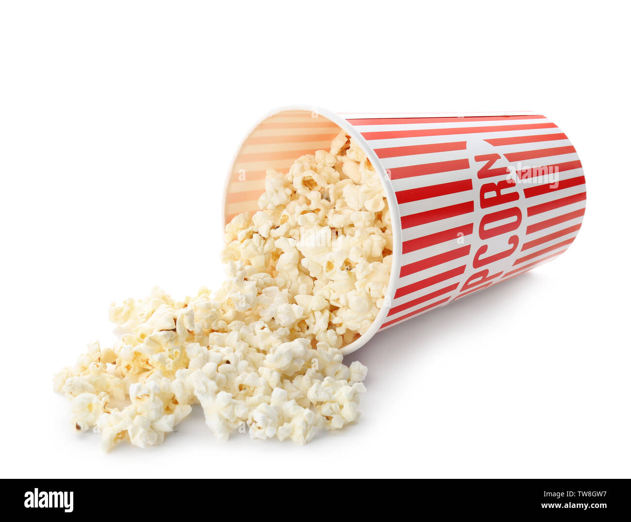 Cup With Popcorn On White Background Stock Photo - Alamy