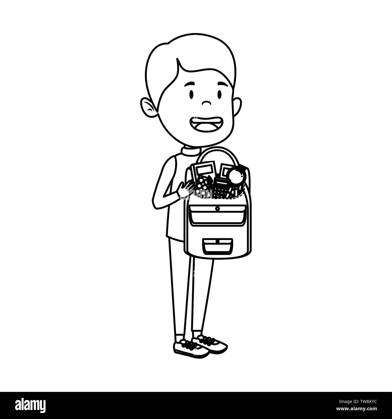 happy student boy with schoolbag Stock Vector Image & Art - Alamy