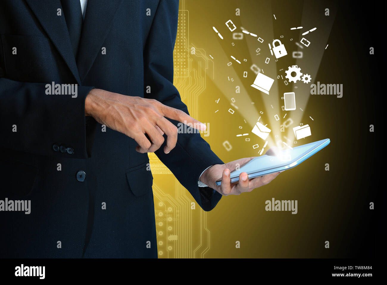 Smart hand showing futuristic technology Stock Photo Alamy