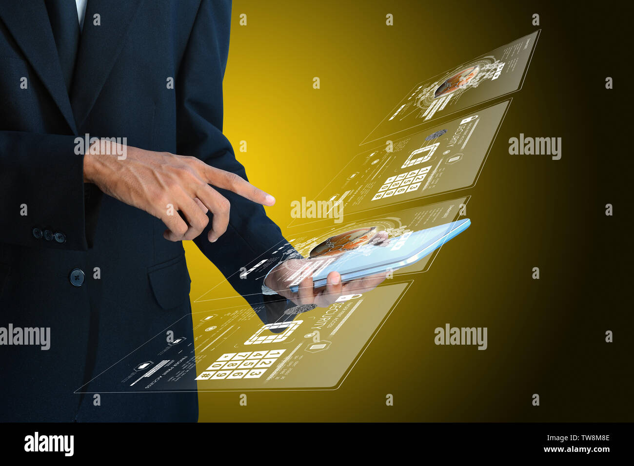 Smart hand showing futuristic technology Stock Photo Alamy
