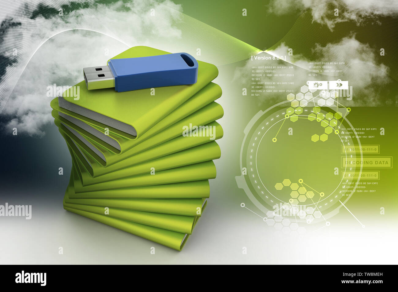 Usb drive with file folder Stock Photo - Alamy