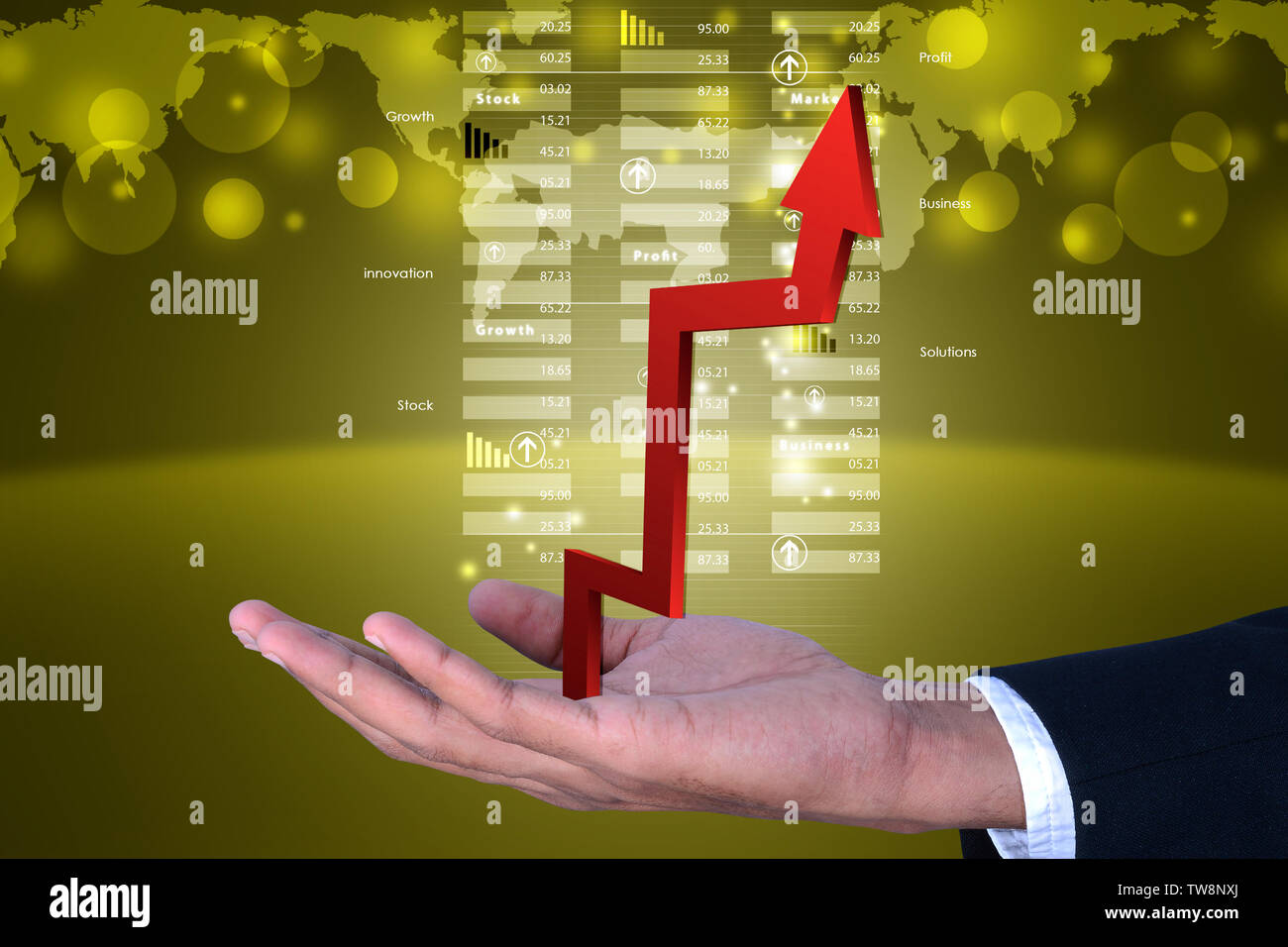 Business man showing growth graph Stock Photo - Alamy