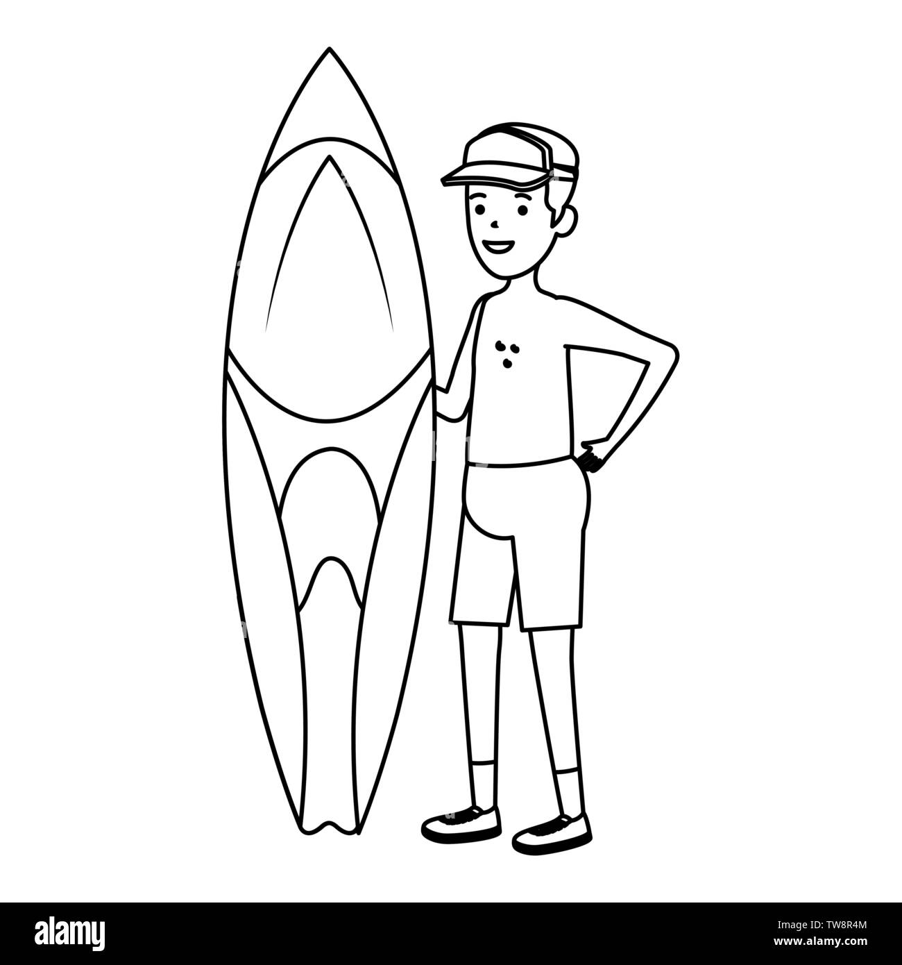 young man with swimsuit and surfboard Stock Vector Image & Art - Alamy