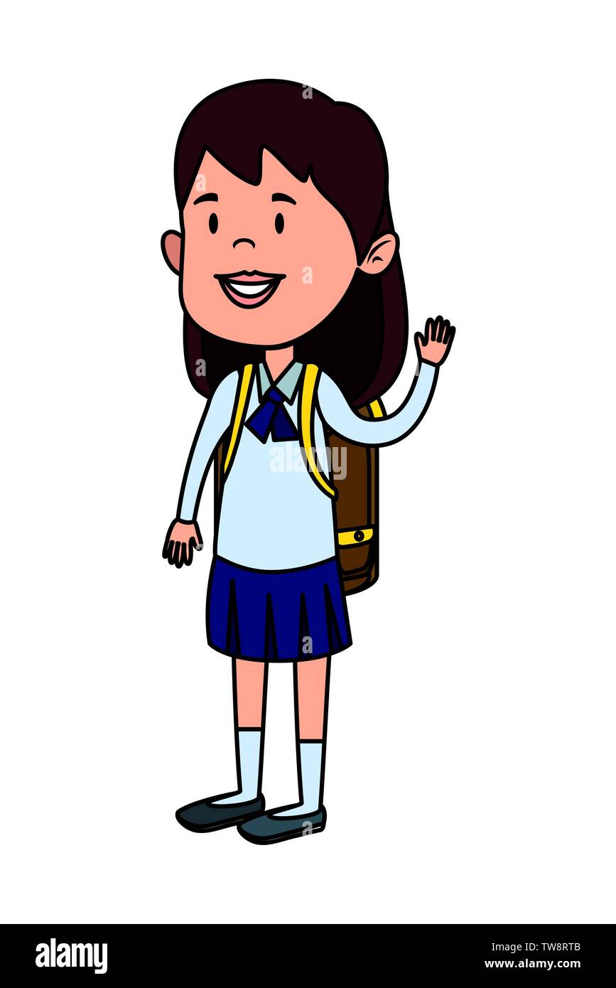 happy student girl with school bag Stock Vector Image & Art - Alamy