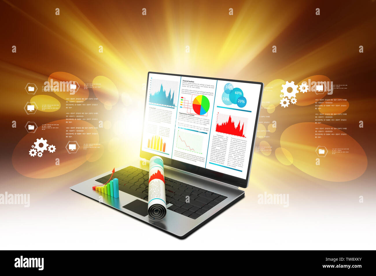 Laptop showing a financial report Stock Photo - Alamy