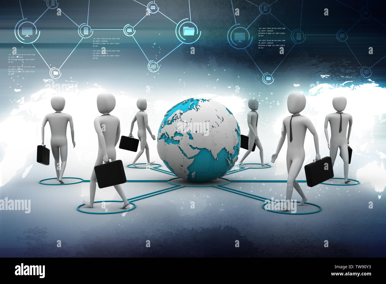 3d businessman persons with Globe Earth Stock Photo - Alamy