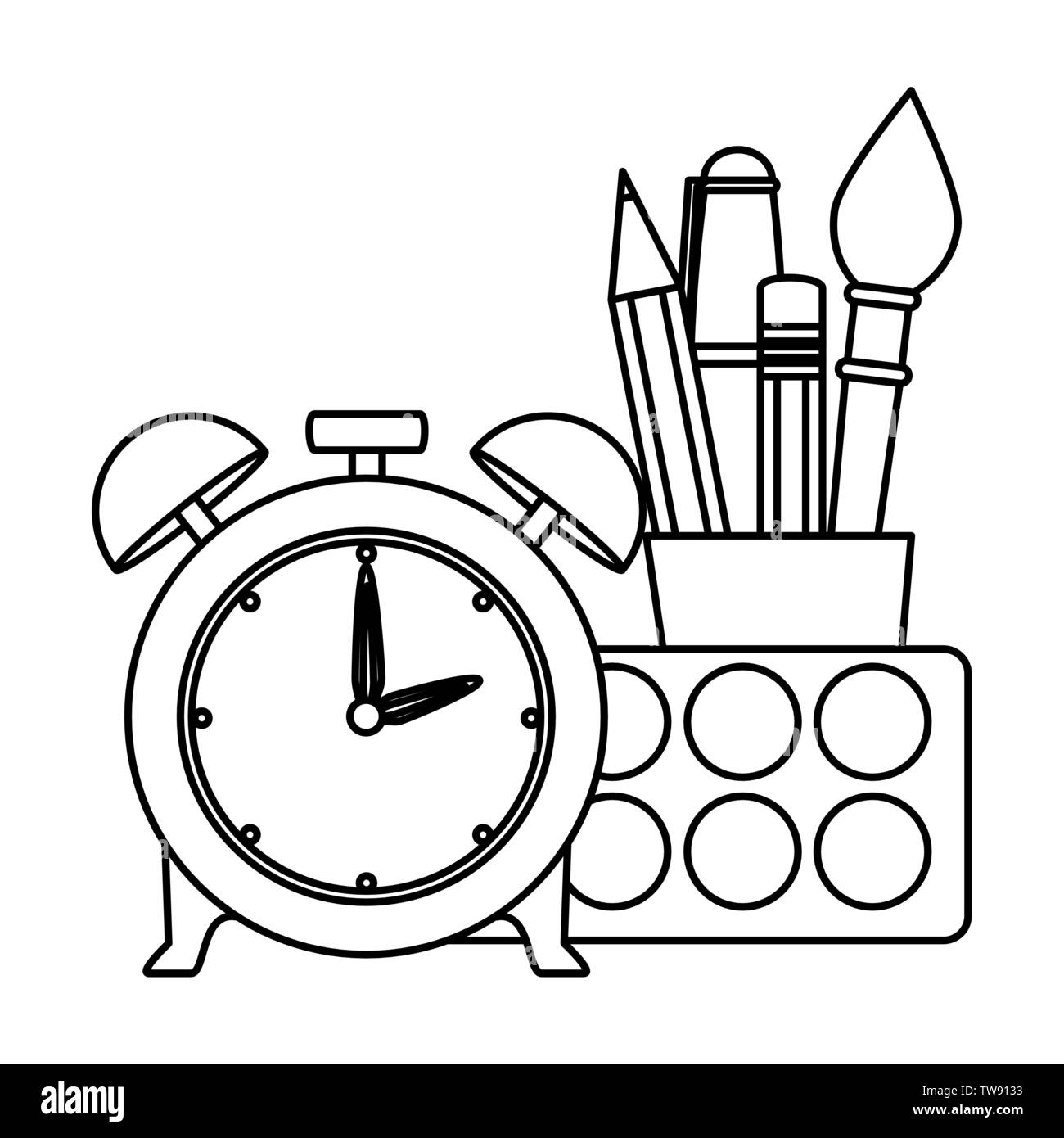 alarm clock with school supplies Stock Vector Image & Art Alamy