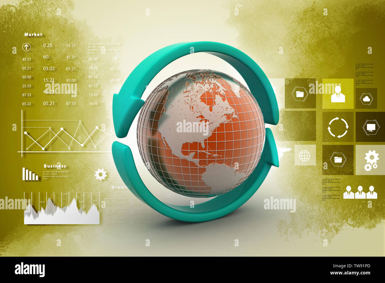 Earth with arrow circle around Stock Photo - Alamy