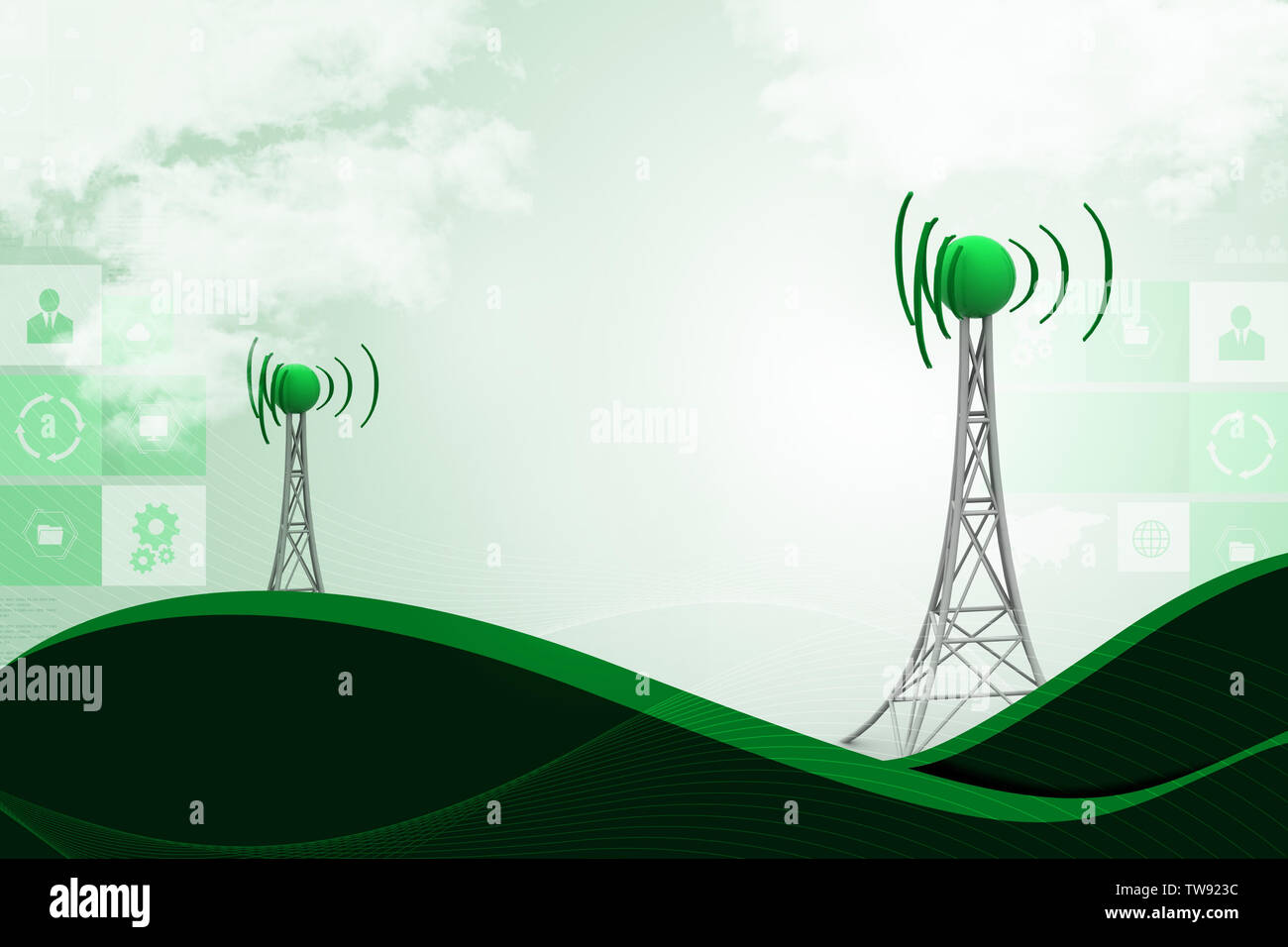 Signal tower with networking Stock Photo Alamy