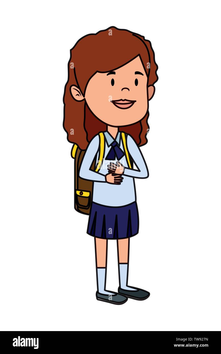 happy student girl with school bag Stock Vector Image & Art - Alamy