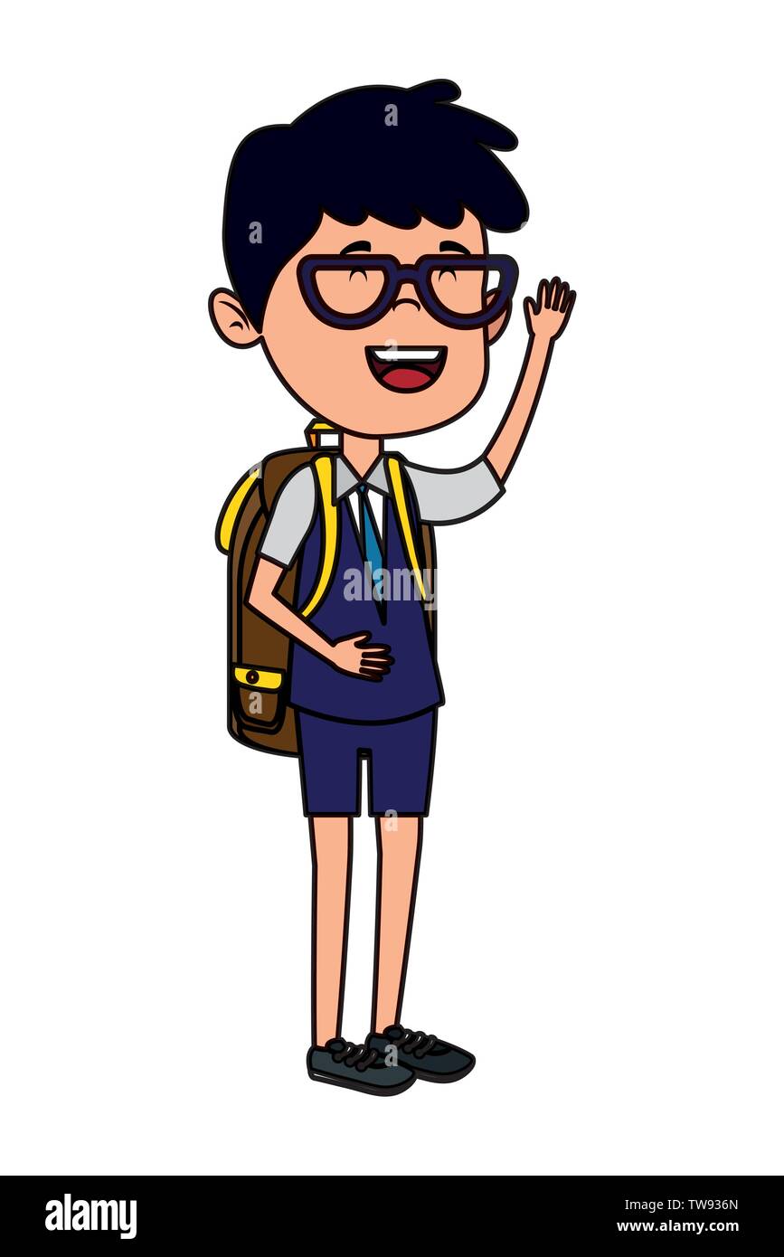 happy student boy with schoolbag Stock Vector Image & Art - Alamy