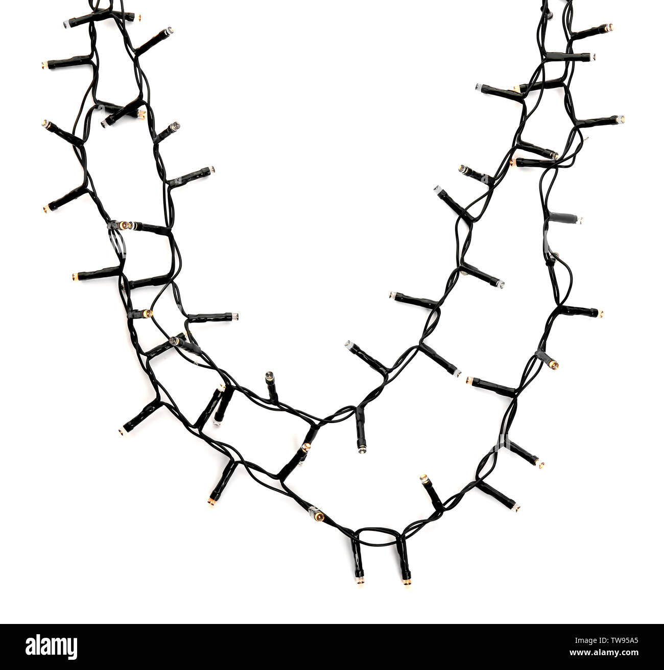 Christmas lights on white background Stock Photo Alamy