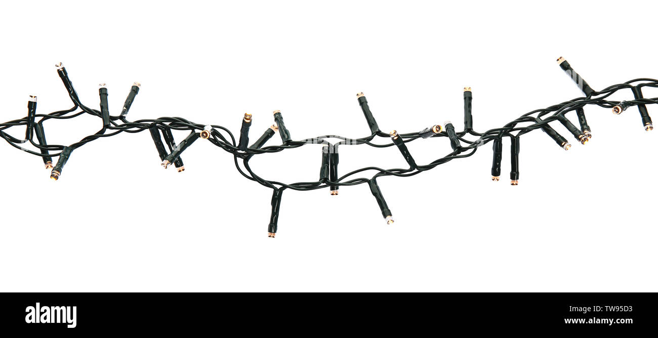 Christmas lights on white background Stock Photo Alamy