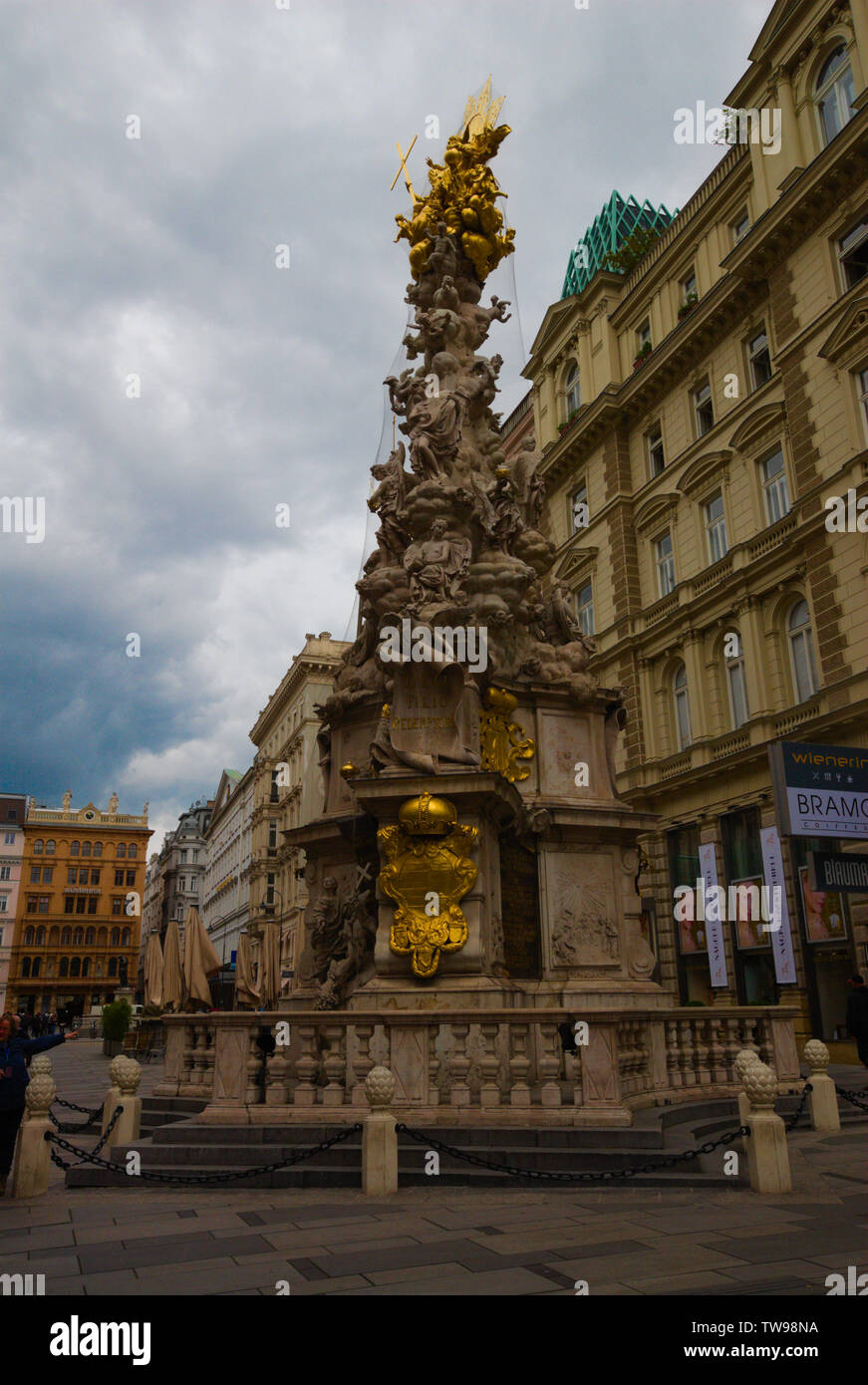 The Plague Column or Trinity Column on the Graben in Vienna, Austria Stock Photo