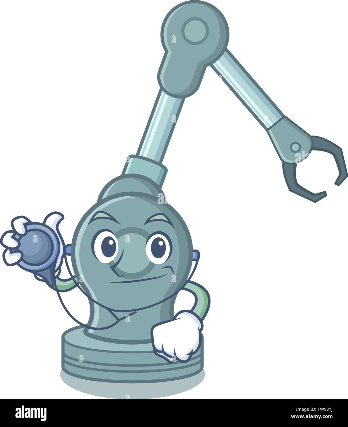 Doctor robotic arm machine isolated on character Stock Vector Image